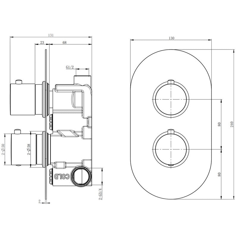Chrome Twin Thermostatic Valve (SY-CVQ03)
