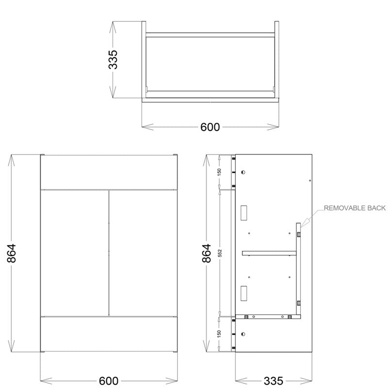 Synergy Blend 600Mm Full Depth Floor Vanity Unit Basin (SY-BLE60FDVMG & SY-BLE60FDBSN)
