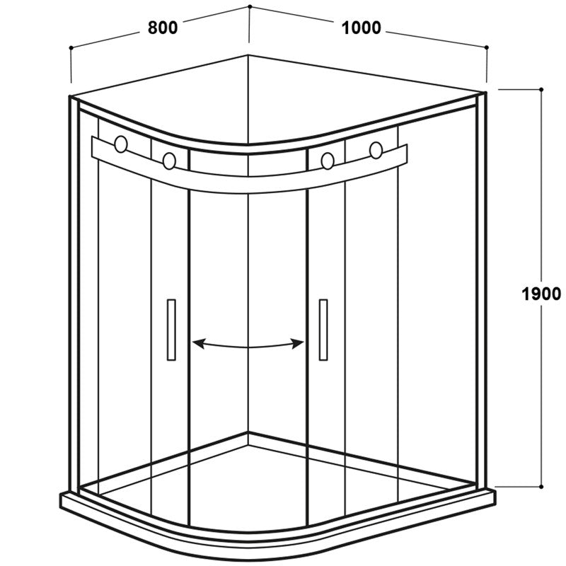 Vodas 8 2 Door Offset Quadrant Frameless Shower Enclosure by Synergy
