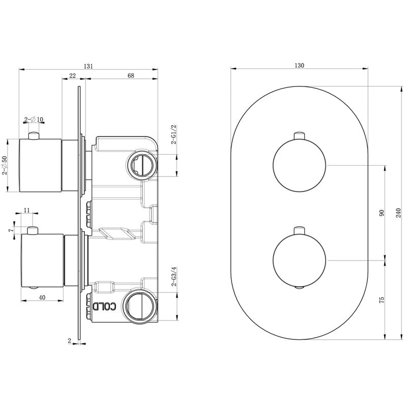 Chrome Twin Thermostatic Valve (SY-CVQ02)