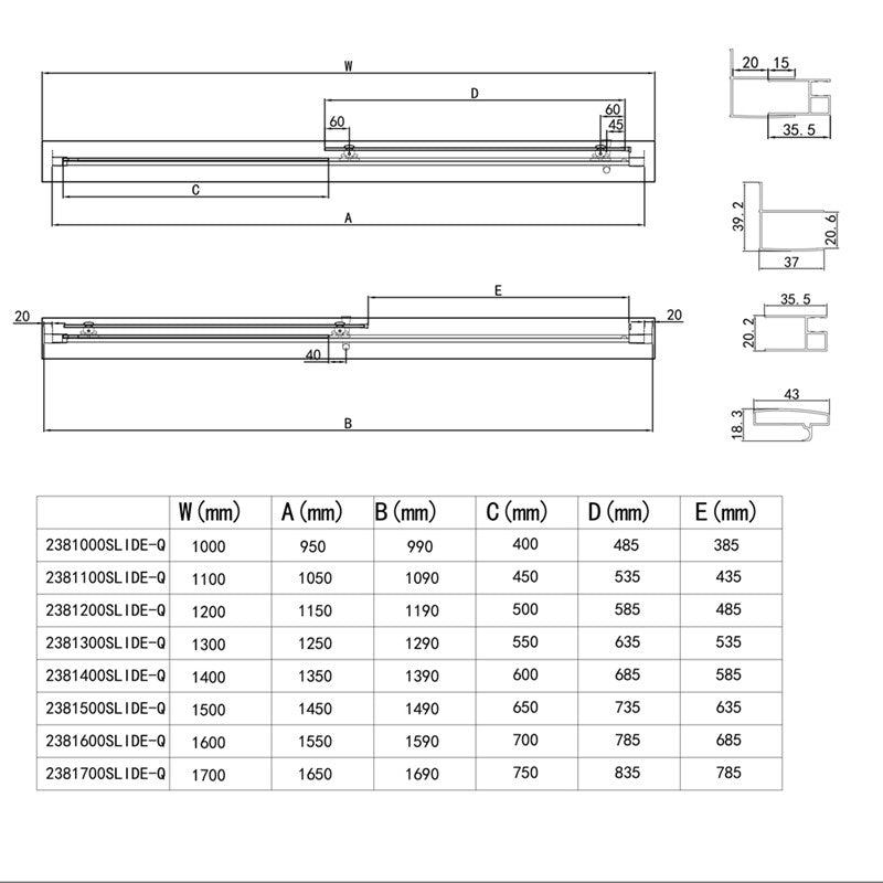 Ralus 6 Sliding Door Shower Enclosure (2381000SLIDE & 2381280SIDE)
