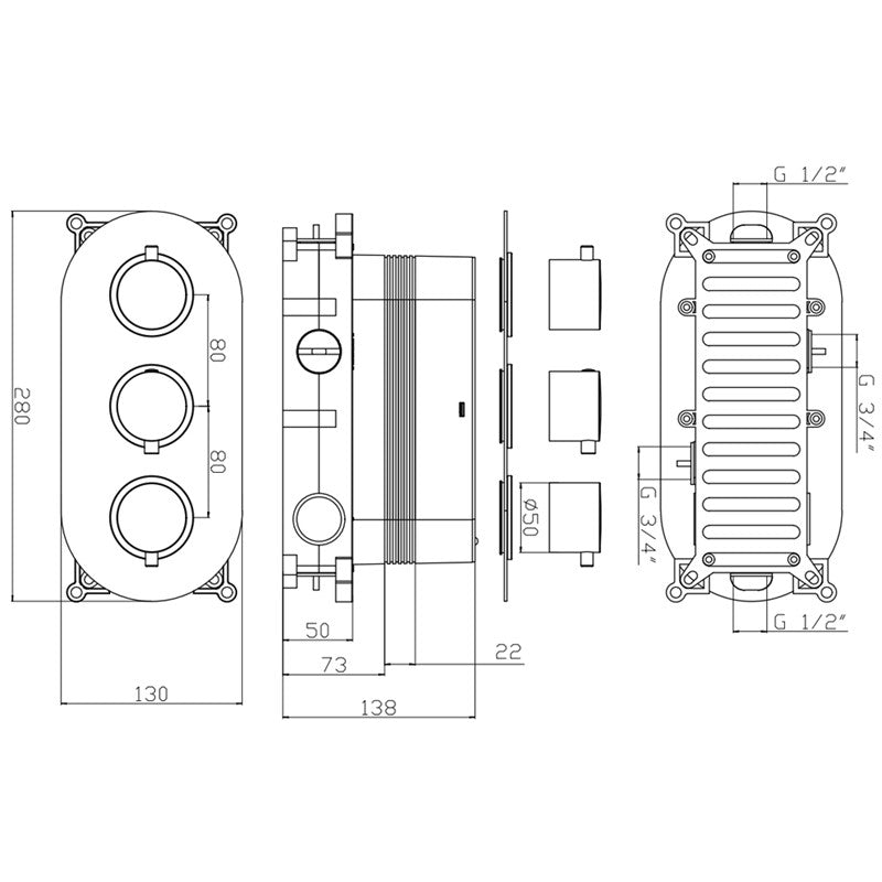 Synergy Lagan Concealed Shower Set (SY-CVZ10BB & SY-SA01BB & SY-SHP32BB & SY-SR02BB & SY-WE01BB)