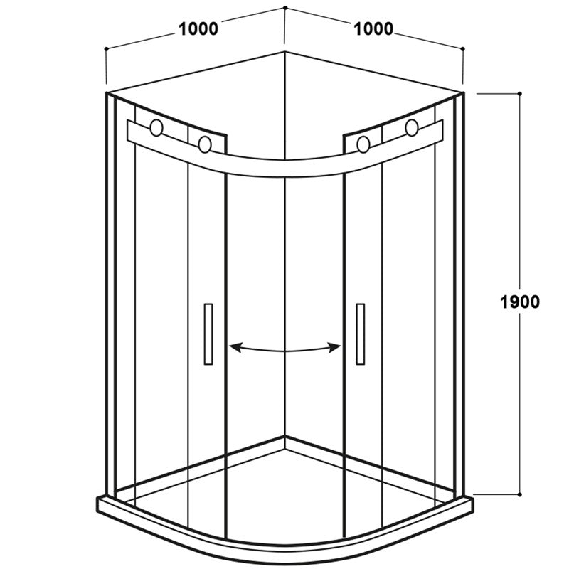 Vodas 8 2 Door Quadrant Frameless Shower Enclosure by Synergy