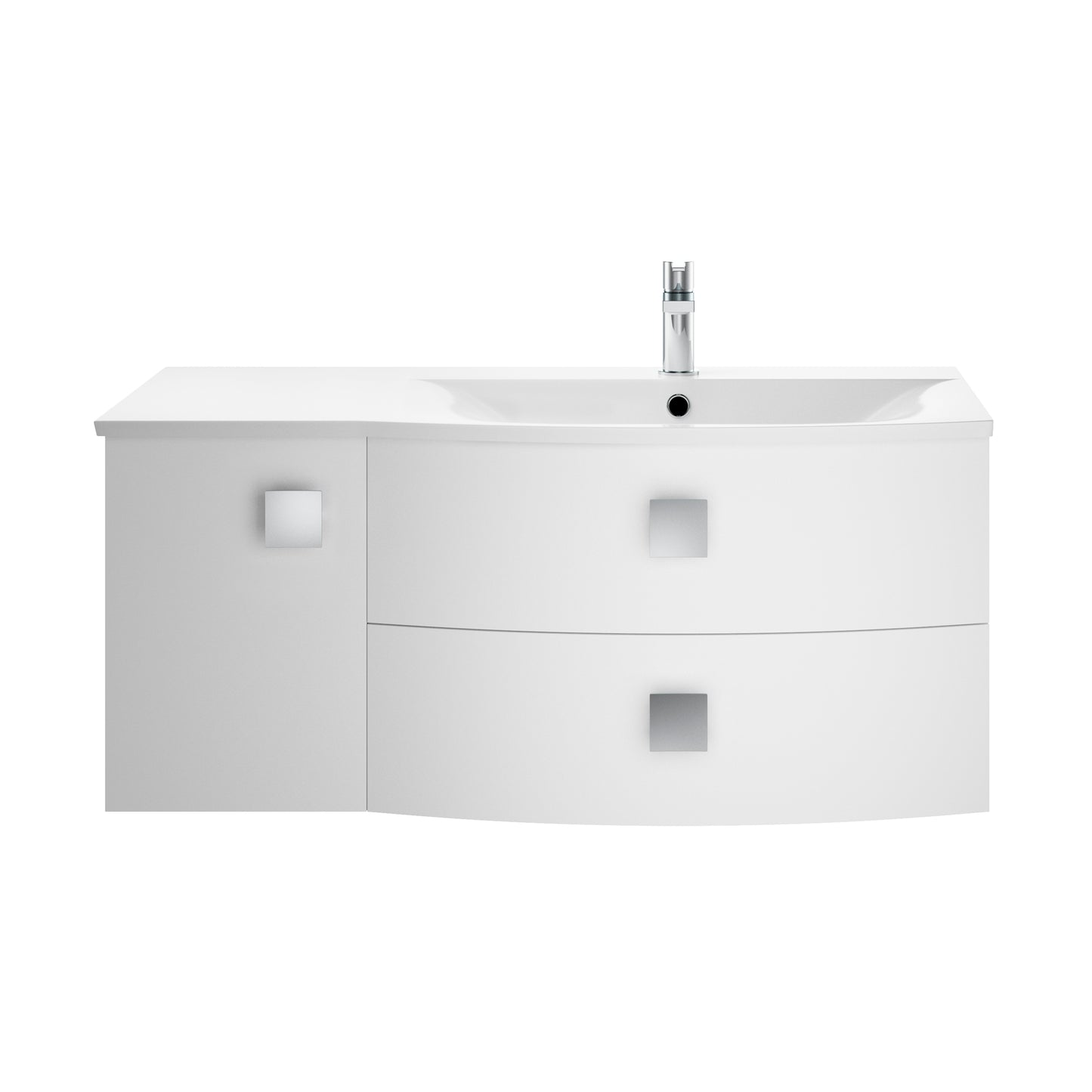 Hudson Reed Sarenna 1000mm Moon White Wall Hung Right Hand 2 Drawer 1 Door Vanity Unit with Basin