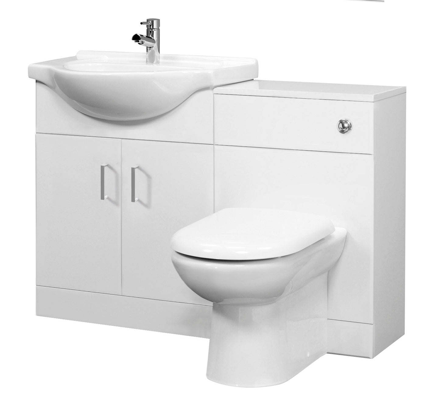 Nuie Saturn 1050mm Floor Standing Cloakroom Set With Basin, BTW Pan & Soft Close Seat