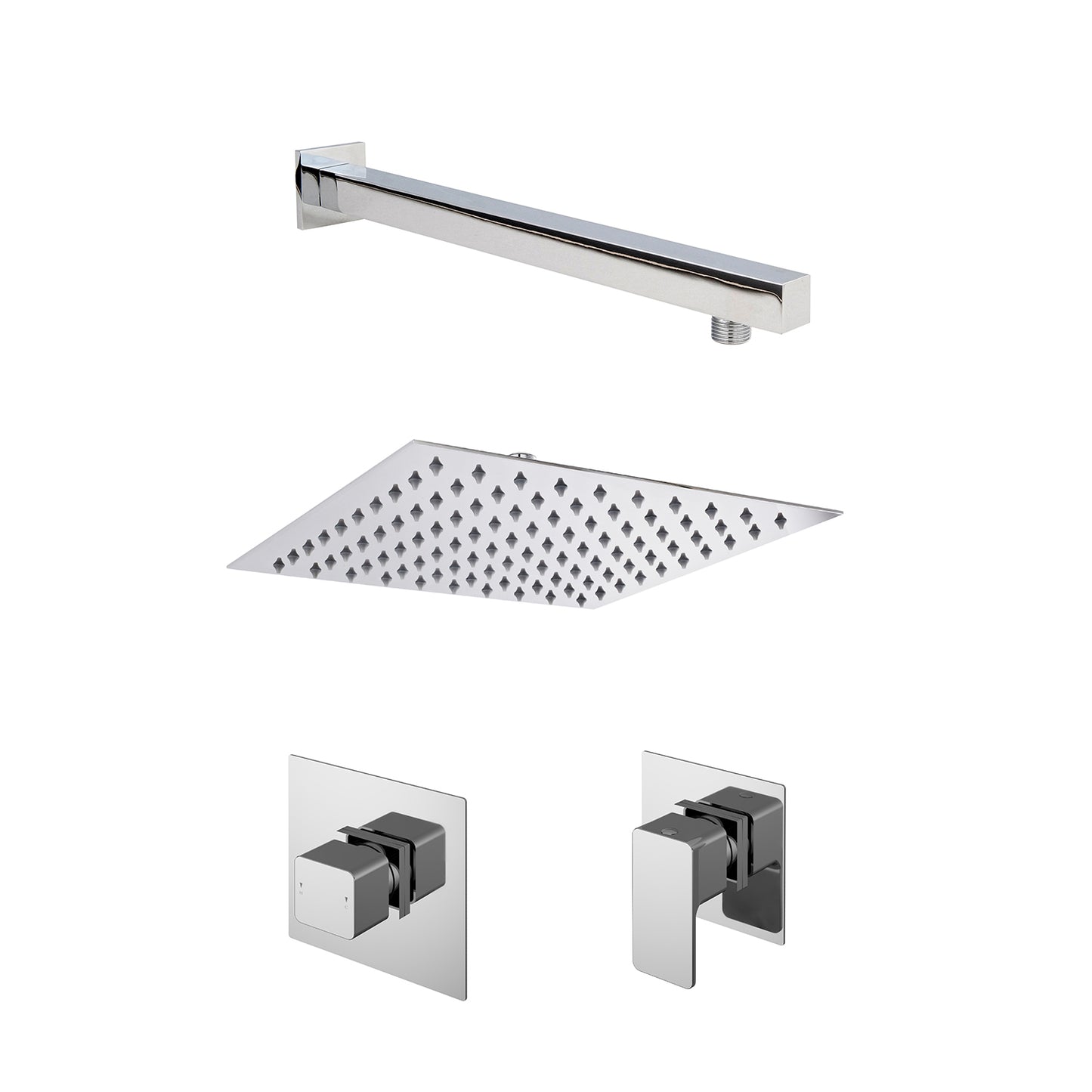 Nuie 1 Outlet Thermostatic Chrome Square Concealed Shower System With Cartridge