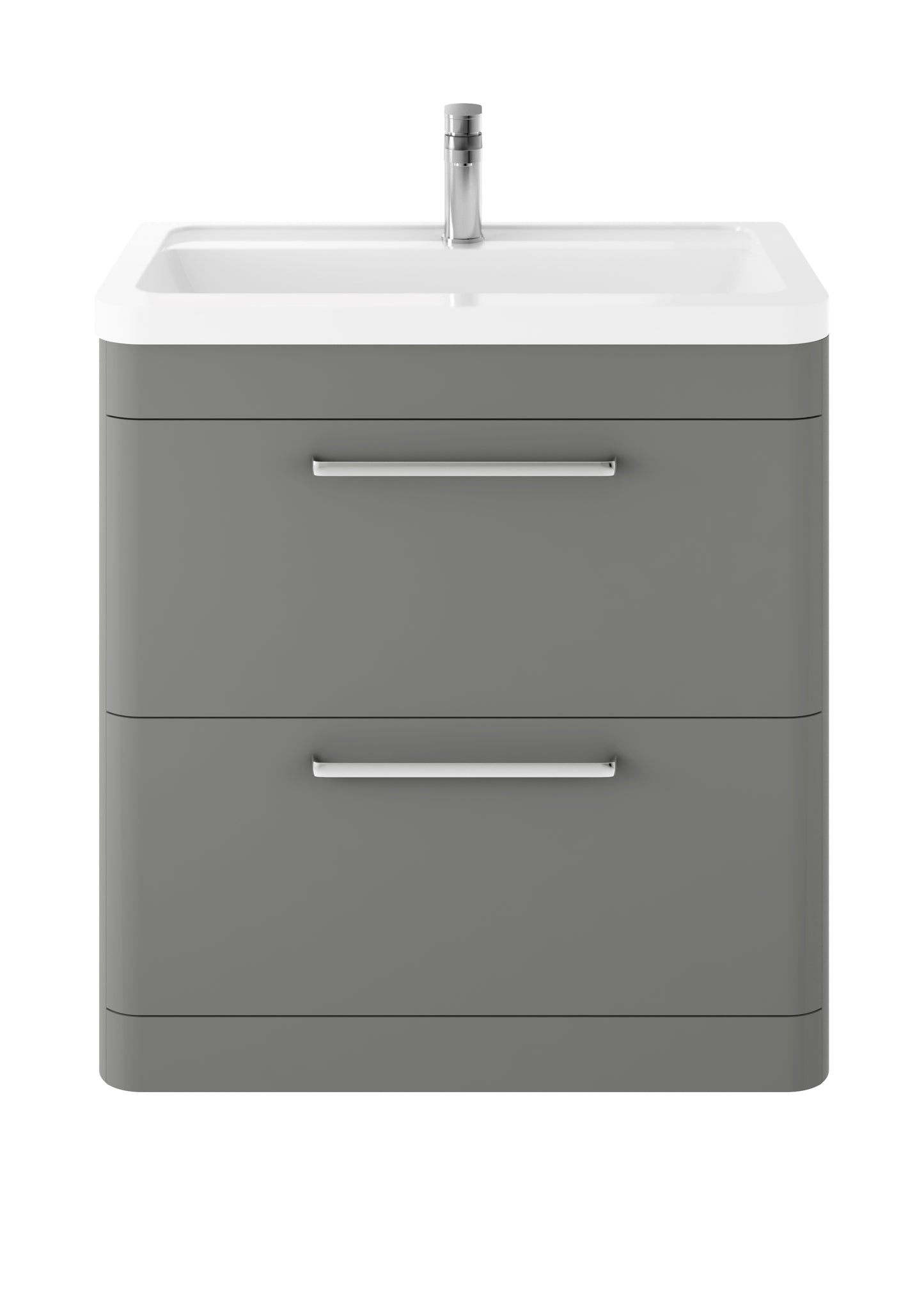 Hudson Reed Solar 800mm Cool Grey 2 Drawer Floor Standing Vanity Unit With Ceramic Basin