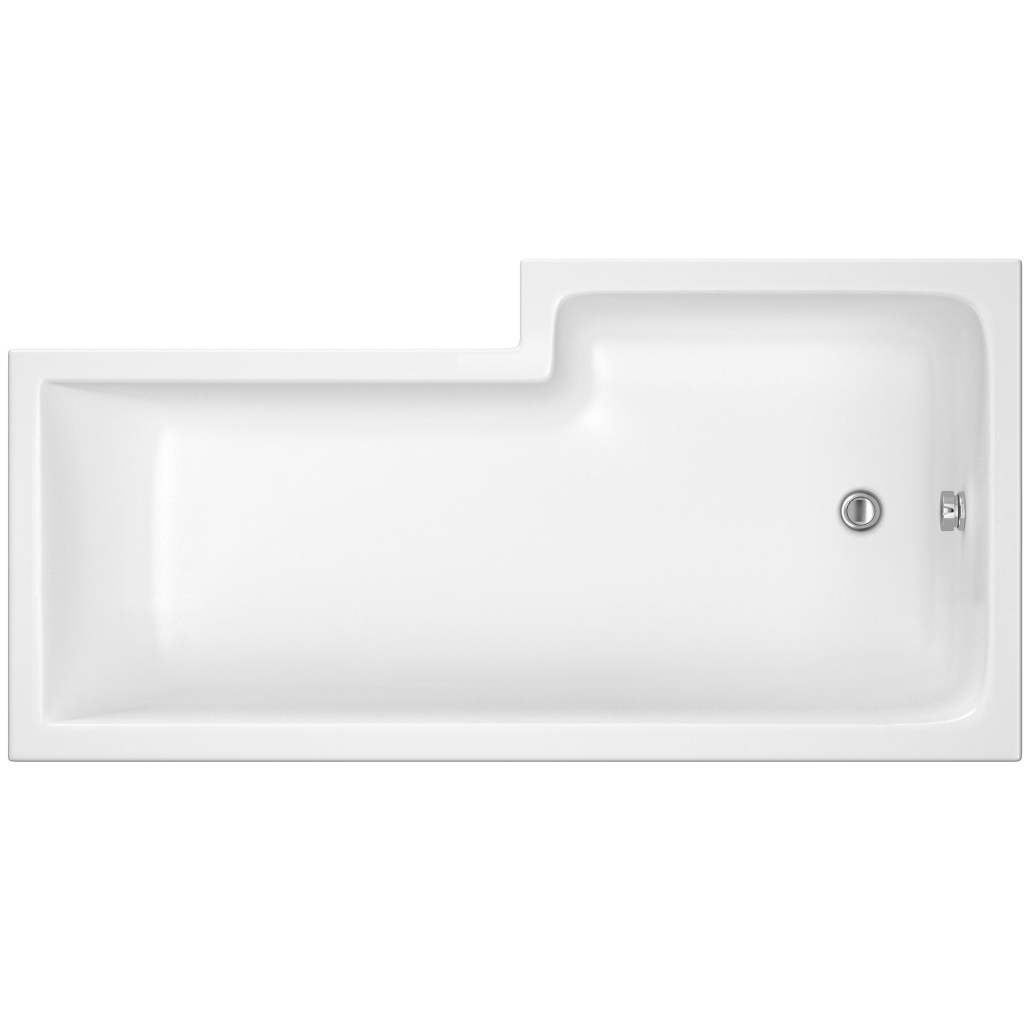 Nuie 1700mm x 850mm Left Hand L-Shaped Shower Bath With Leg Set
