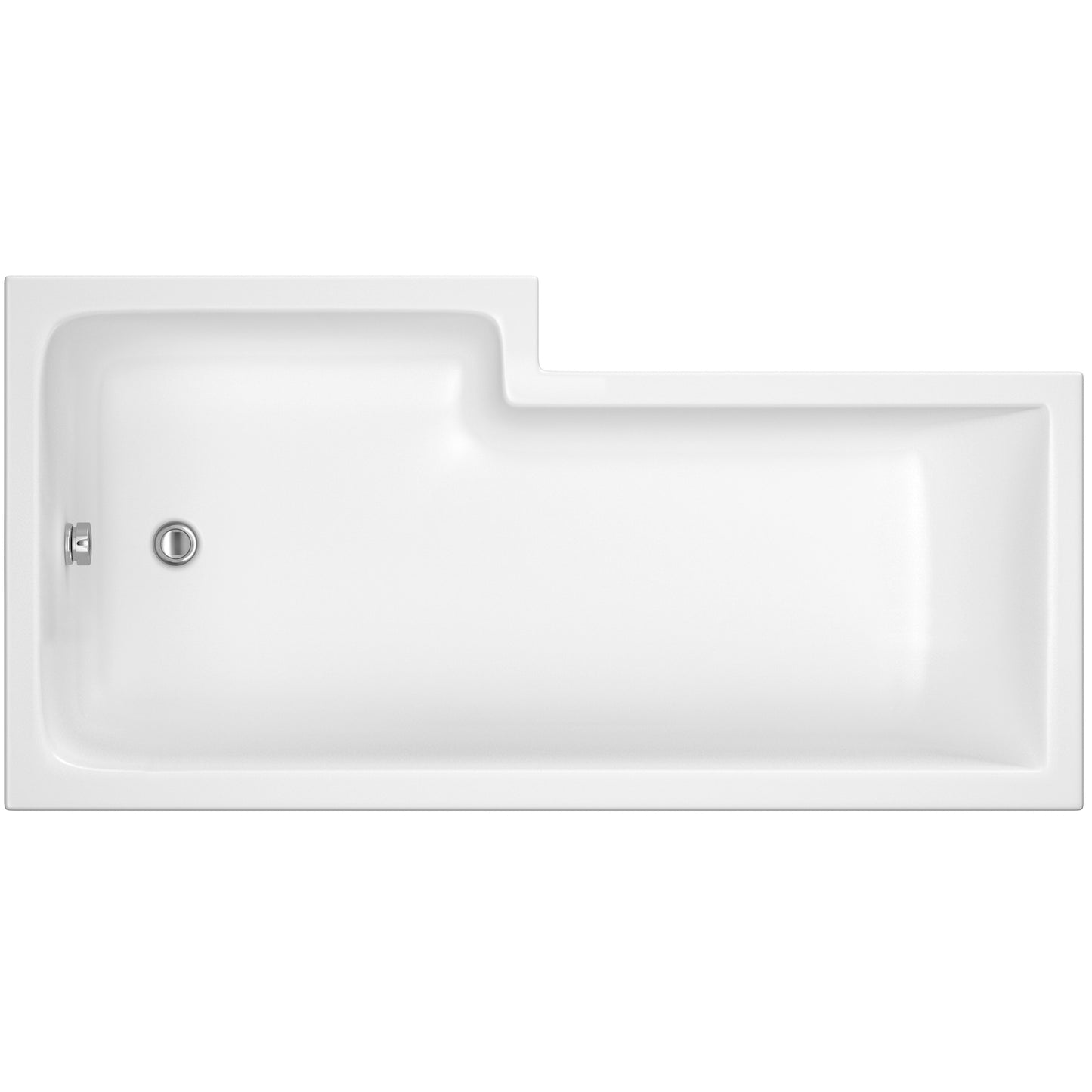 Nuie 1600mm x 850mm Right Hand L-Shaped Shower Bath With Leg Set
