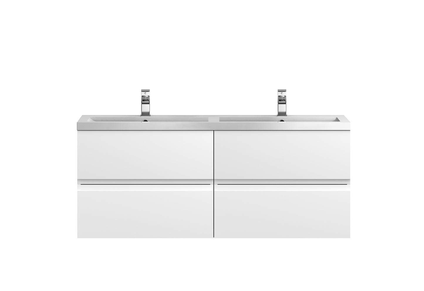 Hudson Reed Urban 1200mm Satin White Wall Hung Vanity Unit With Double Polymarble Basin