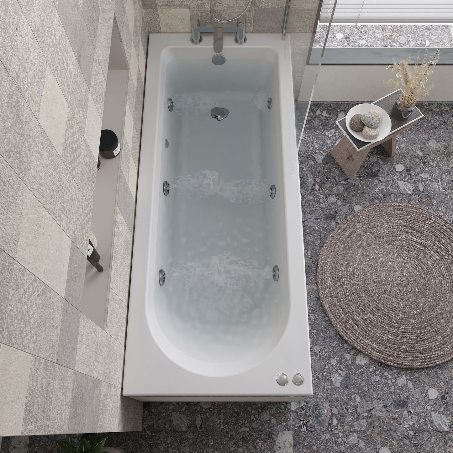 Round Single Ended 6 Jet Whirlpool Bath by Nuie