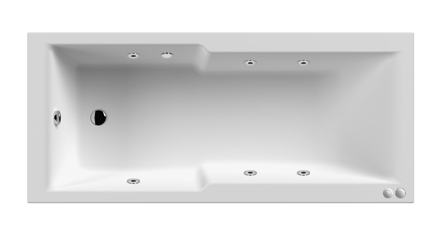 Square Single Ended 6 Jet Whirlpool Bath by Nuie