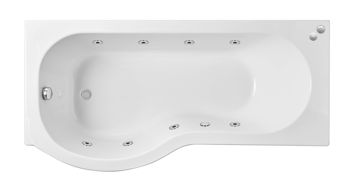 P Shape 8 Jet Whirlpool Bath by Nuie