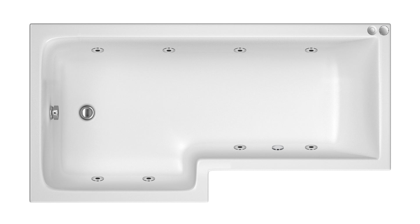 L Shape 8 Jet Whirlpool Bath by Nuie