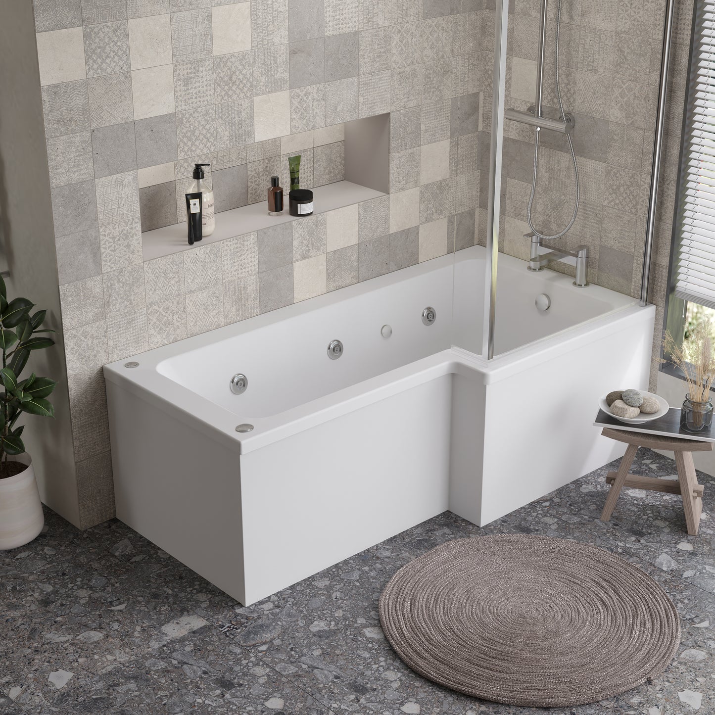 L Shape 8 Jet Whirlpool Bath by Nuie