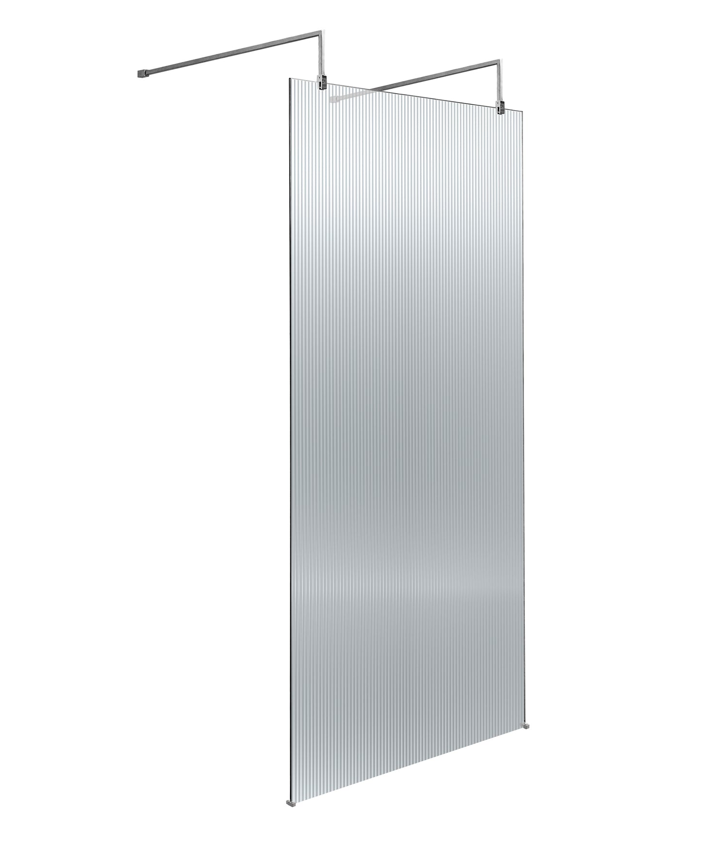 900mm Fluted Wetroom Scren with Arms & Feet Polished Chrome