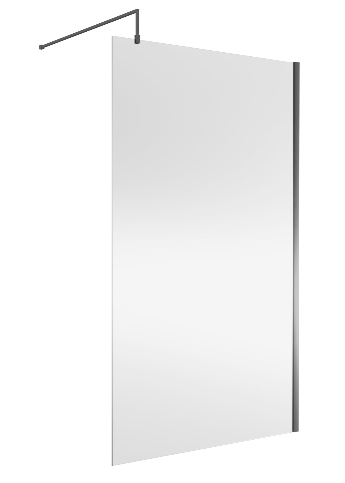 Frameless Brushed Pewter Wetroom Shower Screen & Support Bar by Nuie