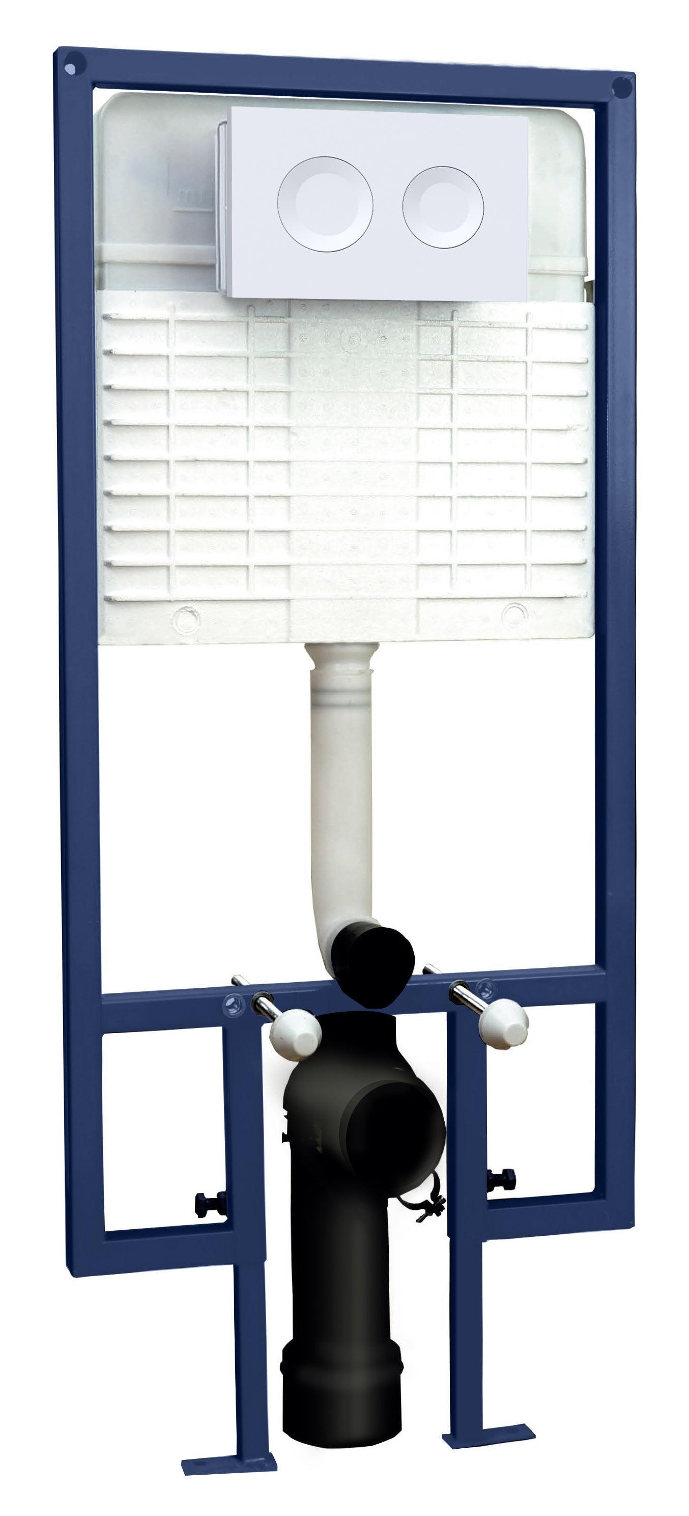 Hudson Reed Contemporary Concealed Cistern Frame With Matt White Round Flush Plate