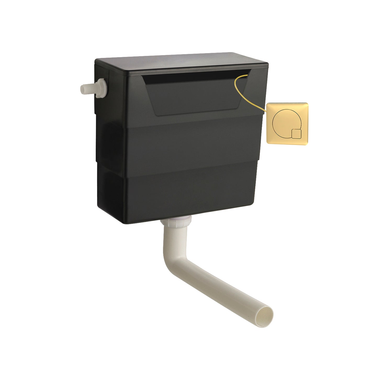 Nuie Contemporary Cistern with Brushed Brass Square Flush Plate