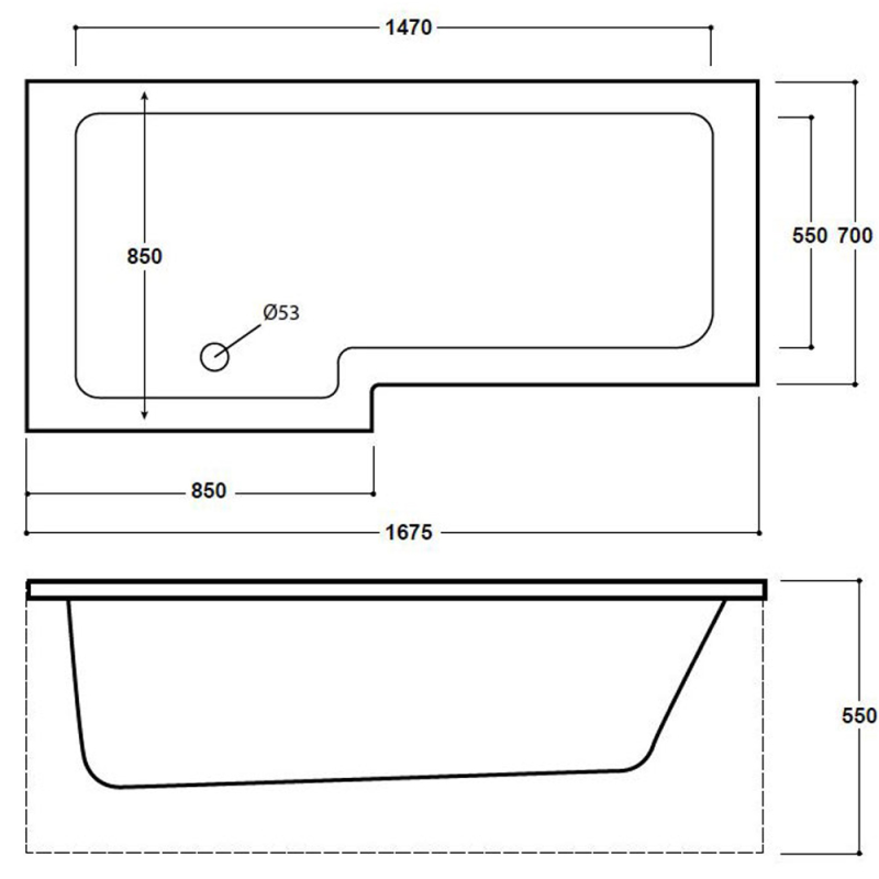 Synergy Elite L Shaped Shower Bath (SY-ELSB17LS & SY-ELSBP17 & SY-SPY/PNL/007 & SY-VOD6BS005-Q)