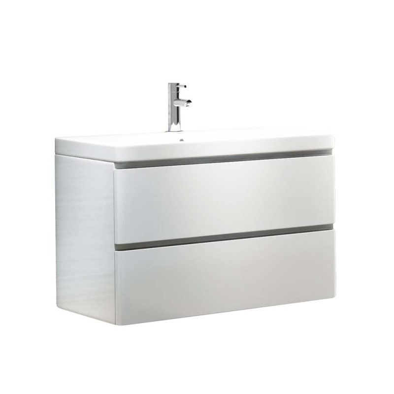 Linea 800Mm 2 Drawer White Wall Unit (SY-BCB351GY & SY-TOP351)