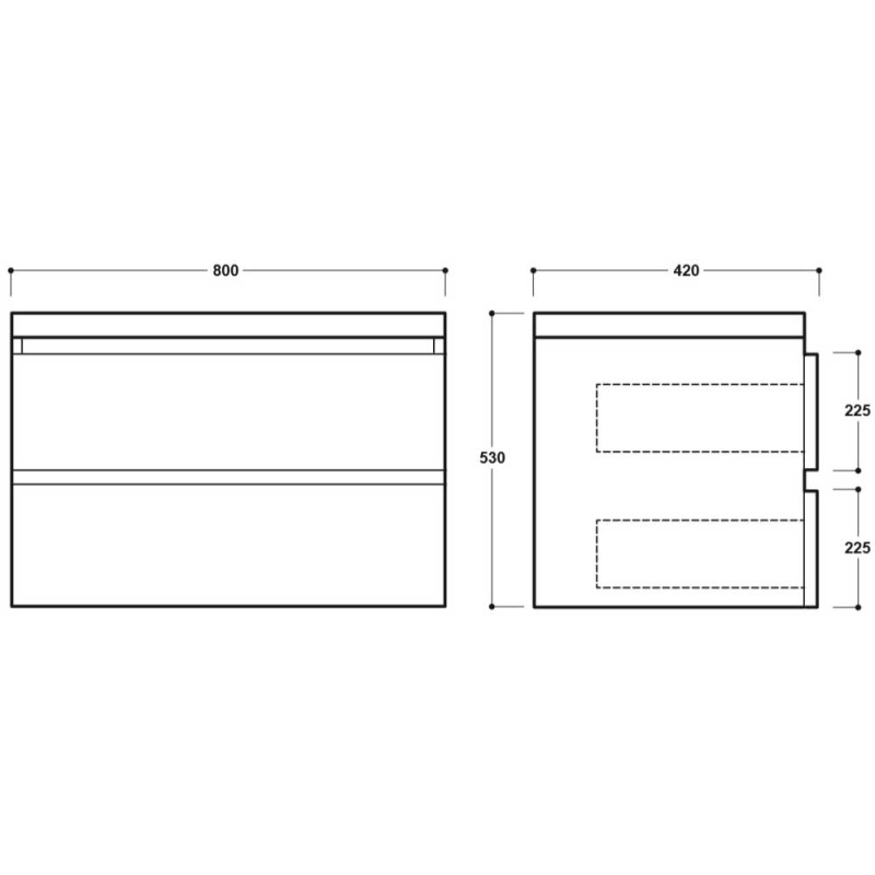 Linea 800Mm 2 Drawer White Wall Unit (SY-BCB351GY & SY-TOP351)