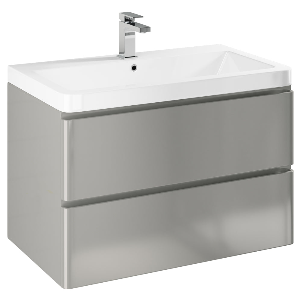 Linea 800Mm 2 Drawer White Wall Unit (SY-BCB351GY & SY-TOP351)