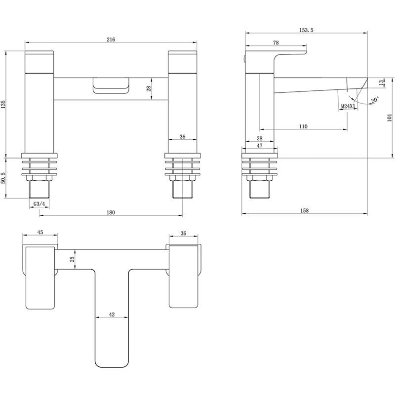 Synergy Studio D Black Bath Filler (SY-D03K)
