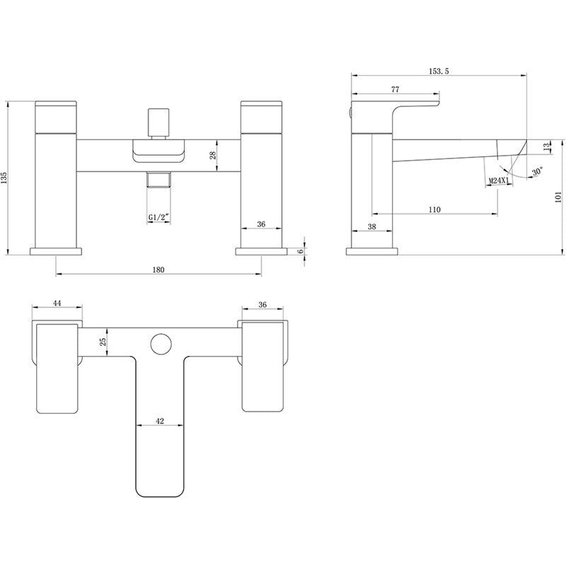 Synergy Studio D Brushed Brass Bath Shower Mixer (SY-D04BB)
