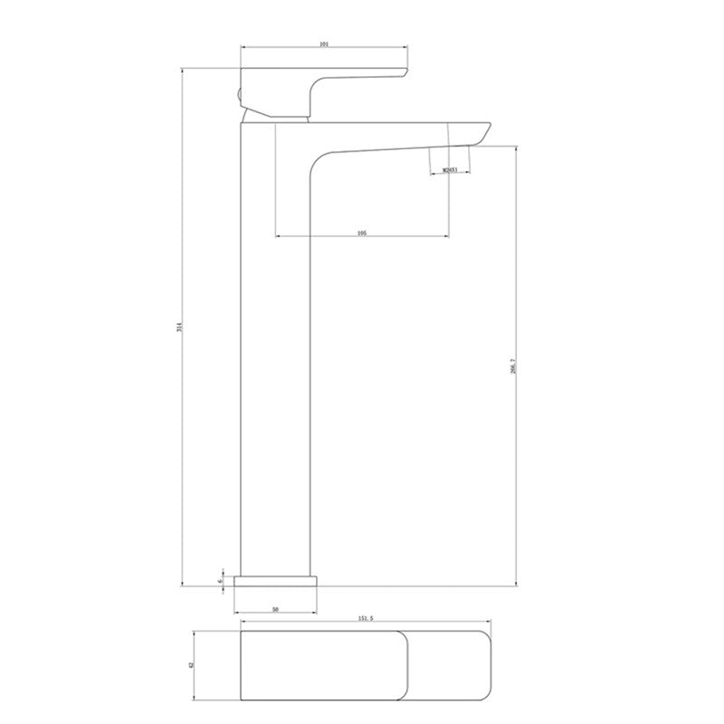 Synergy Studio D Brushed Brass Tall Basin Mixer (SY-D08BB)