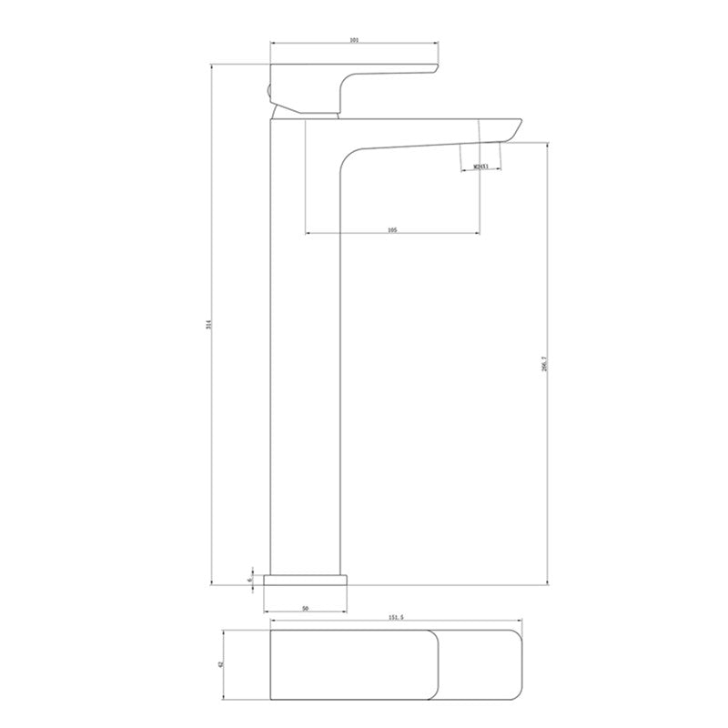 Synergy Studio D Black Tall Basin Mixer (SY-D08K)