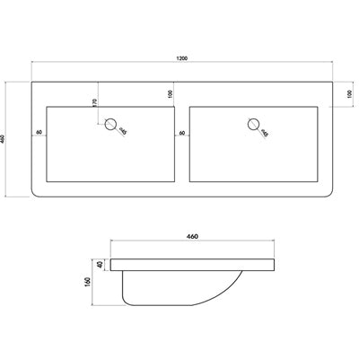 Linea 1200Mm White Double Wall Unit (SY-BCB352GY & SY-TOP352)