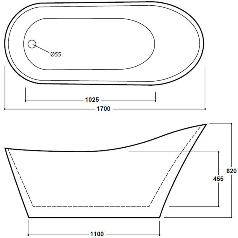 Mardi Gras Modern Luxury Thin Edge Freestanding Slipper Bath (SY-FSB405)