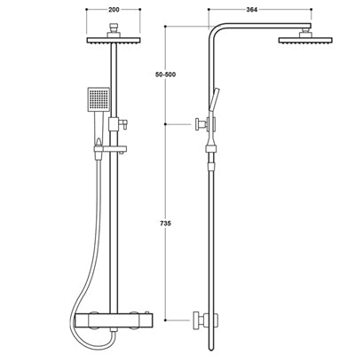 Thermostatic Square Black Exposed Shower (SY-SH103K)