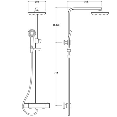 Thermostatic Black Round Exposed Shower (SY-SH104K)