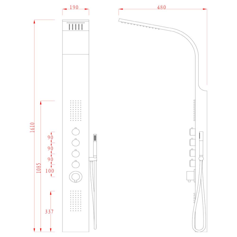 Stream Steel Waterfall Shower Panel (SY-N862)
