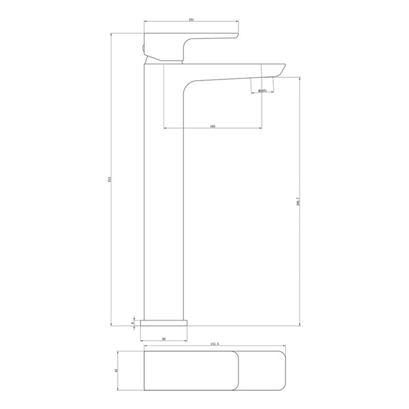 Synergy Studio D Chrome Tall Basin Mixer (SY-D08-N)