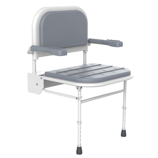 Shower Seat c/w Backrest Arm Legs Grey