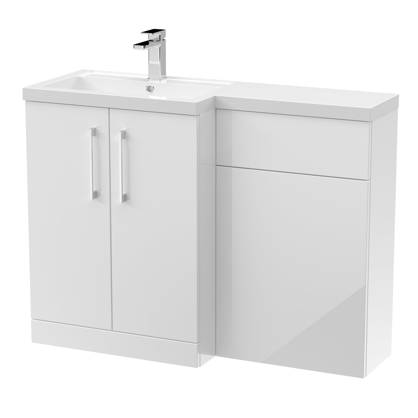 Arno 1100mm Floor Standing Combination Unit with L-Shape Polymarble Basin by Nuie