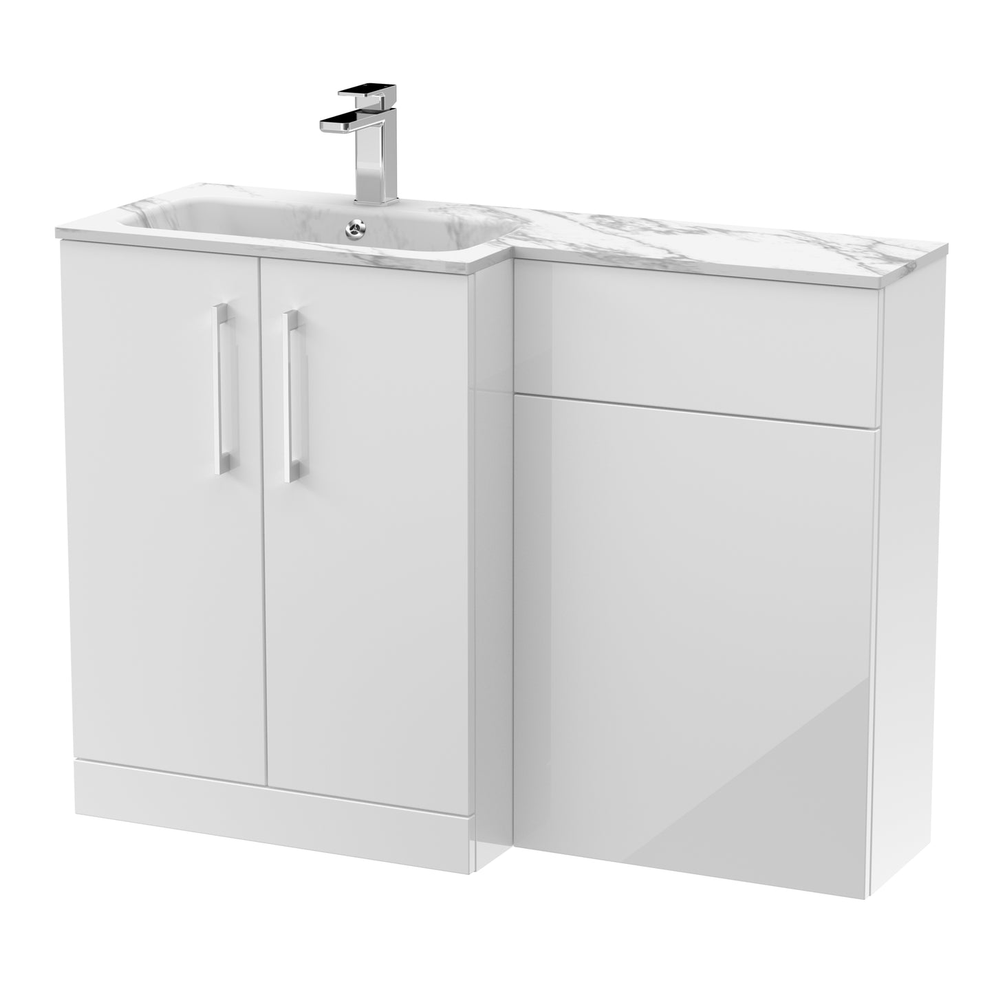 Arno 1100mm Left Handed Floor Standing Combination Unit with L-Shape Marble Stone Basin by Nuie