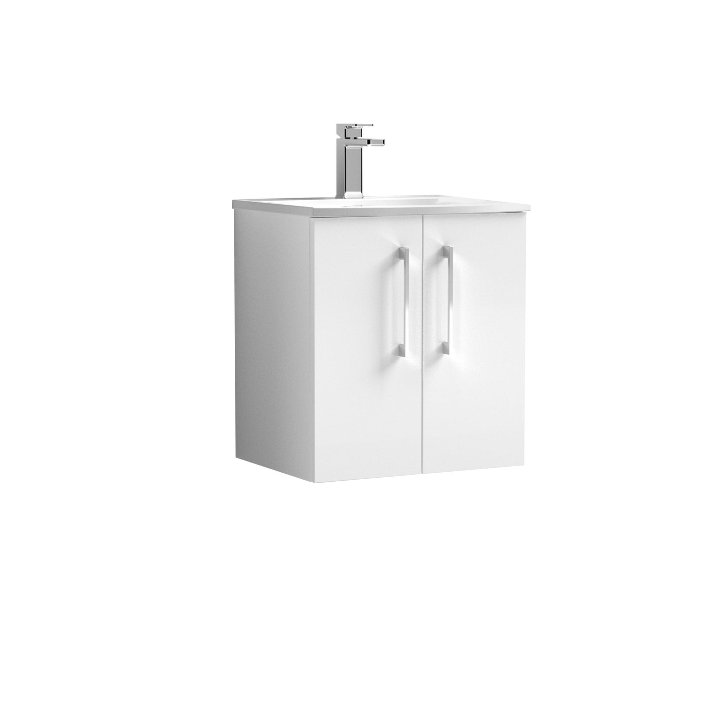 Arno 500mm Wall Hung 2 Door Vanity Unit with Curved Basin by Nuie