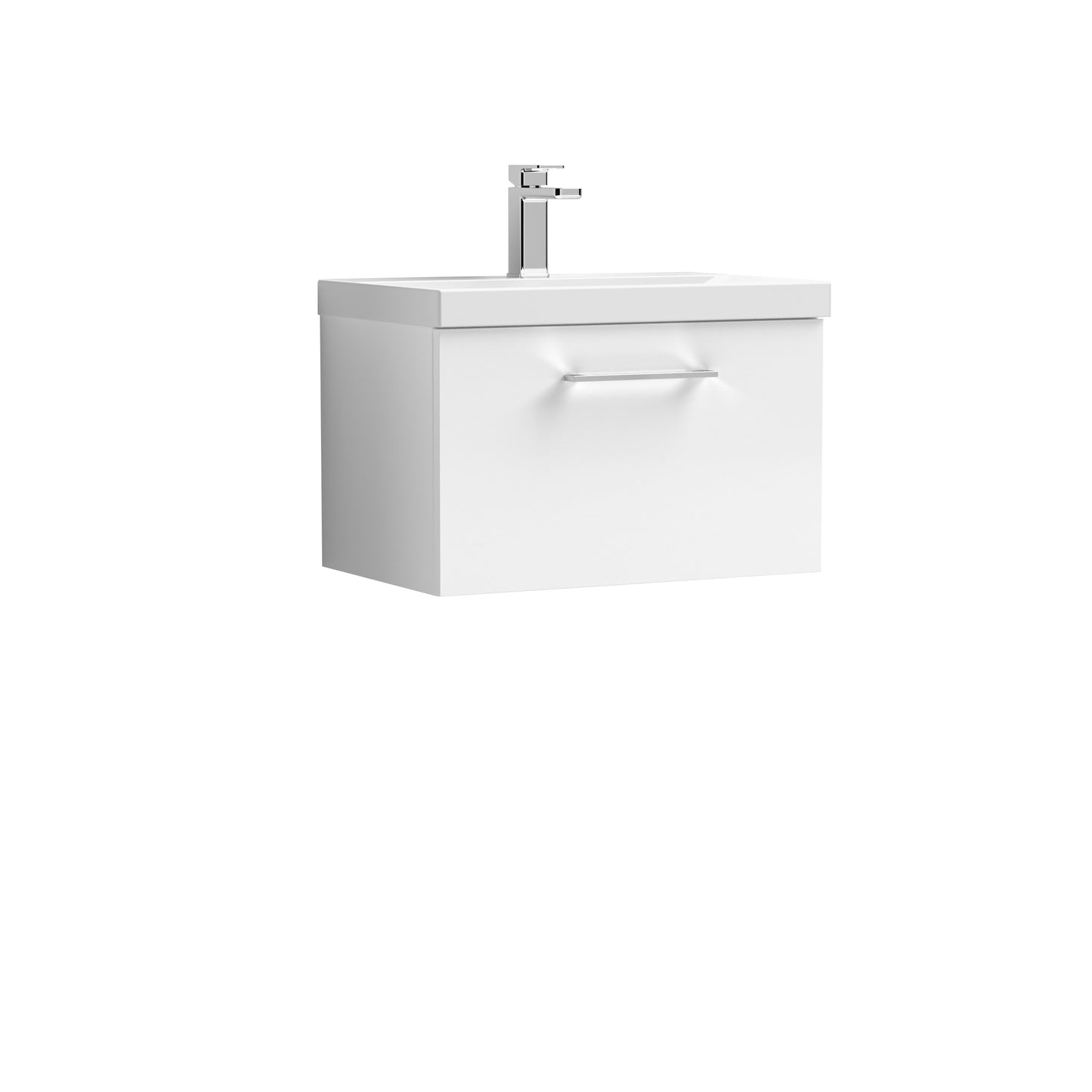 Arno 600mm Wall Hung 1 Drawer Vanity Unit with Mid-Edge Basin by Nuie
