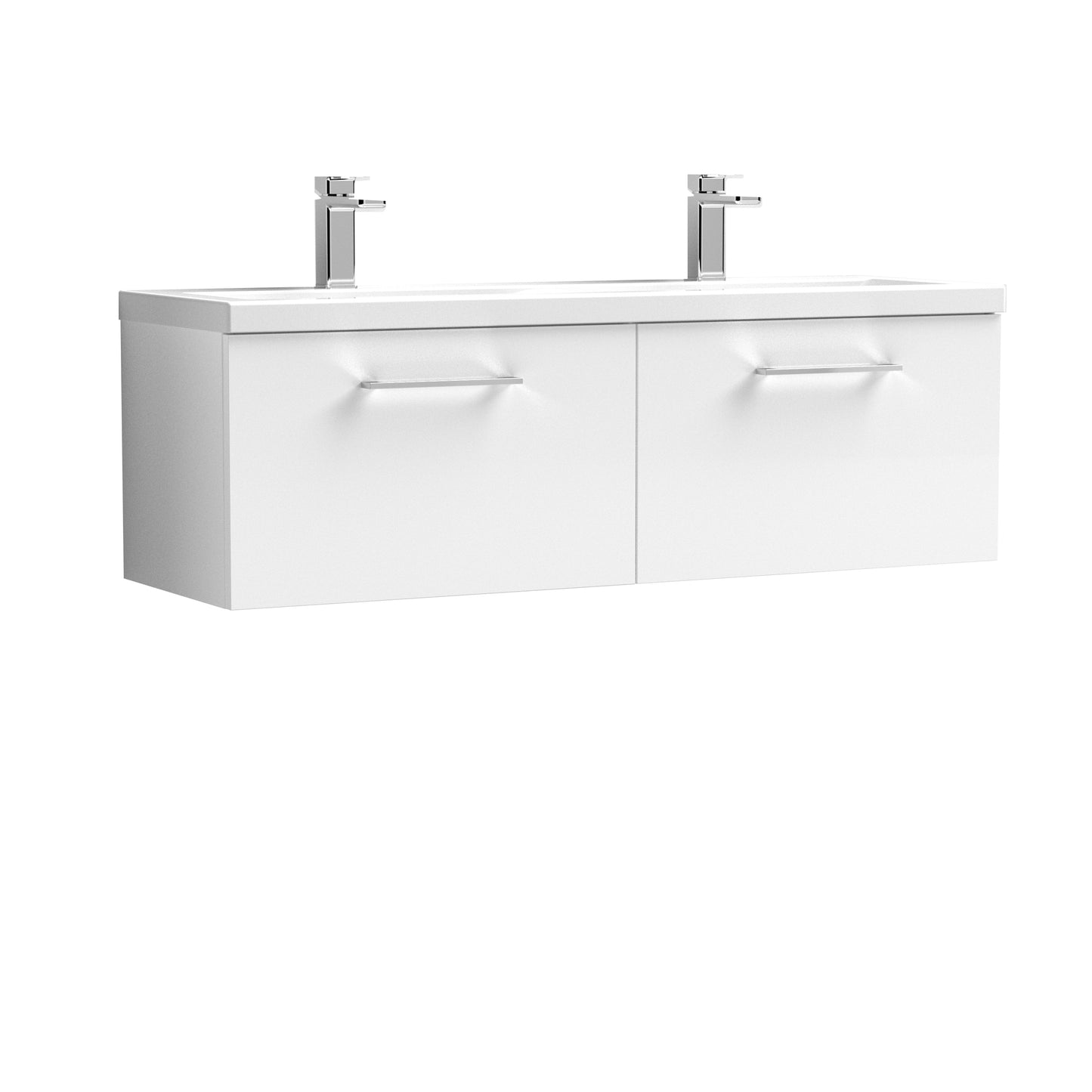 Arno 1200mm Wall Hung 2-Drawer Vanity Unit with Twin Ceramic Basin by Nuie