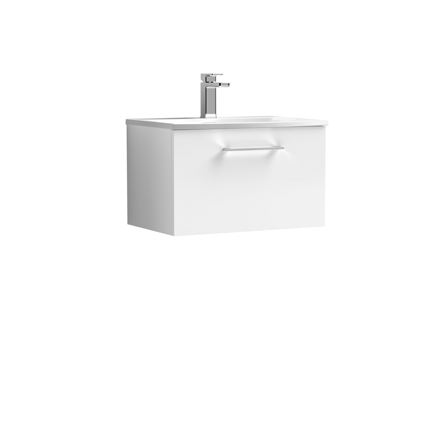 Arno 600mm Wall Hung 1 Drawer Vanity Unit with Curved Basin by Nuie