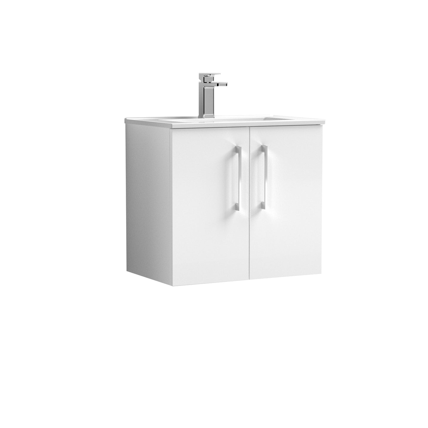 Arno 600mm Wall Hung 2 Door Vanity Unit with Minimalist Basin by Nuie