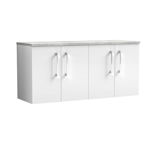 Nuie 1200mm Wall Hung 4-Door Vanity Unit With Laminate Worktop & Handles