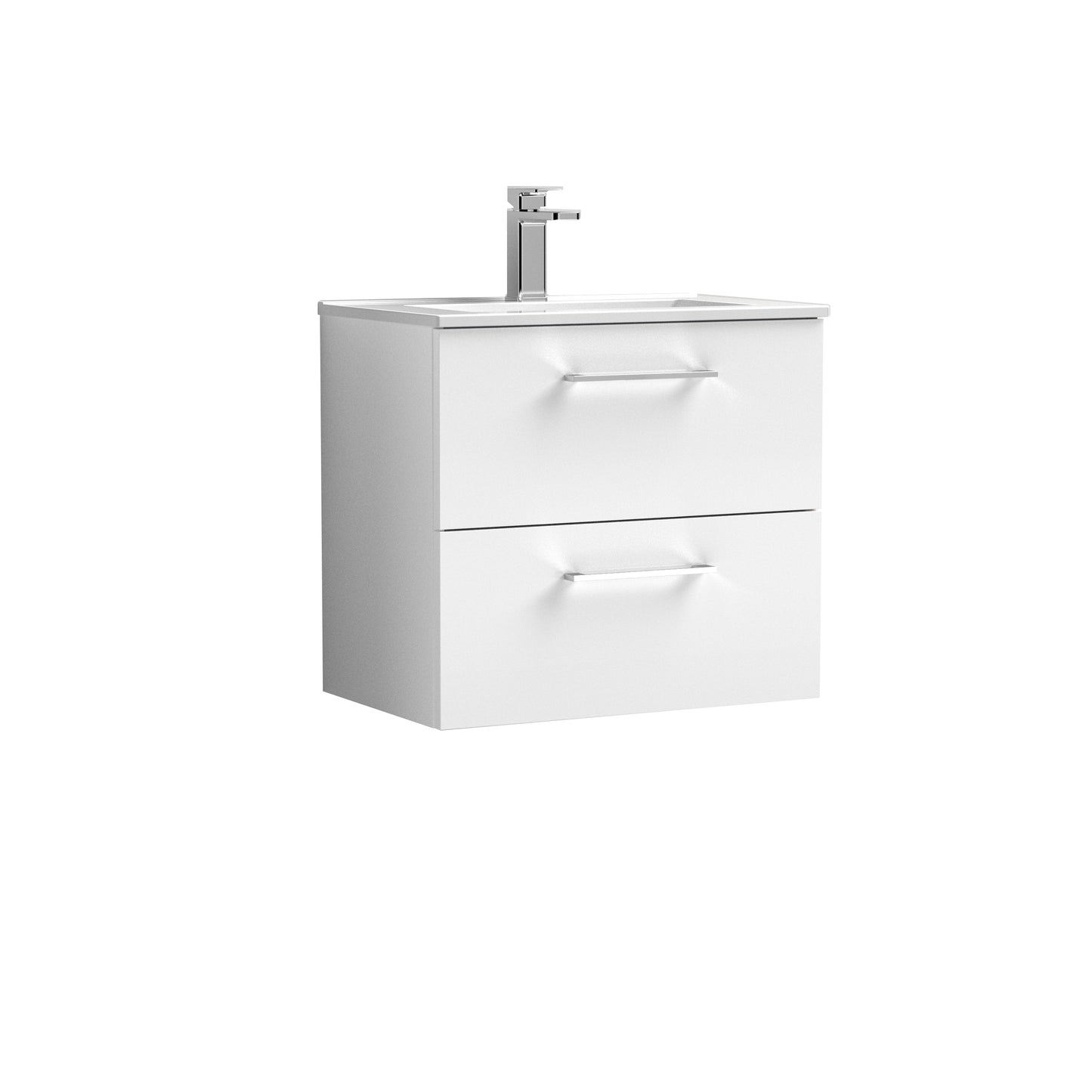Arno 600mm Wall Hung 2-Drawer Vanity Unit with Minimalist Basin by Nuie