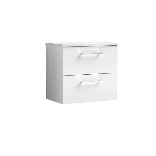 Nuie 600mm Wall Hung 2-Drawer Vanity Unit With Laminate Top