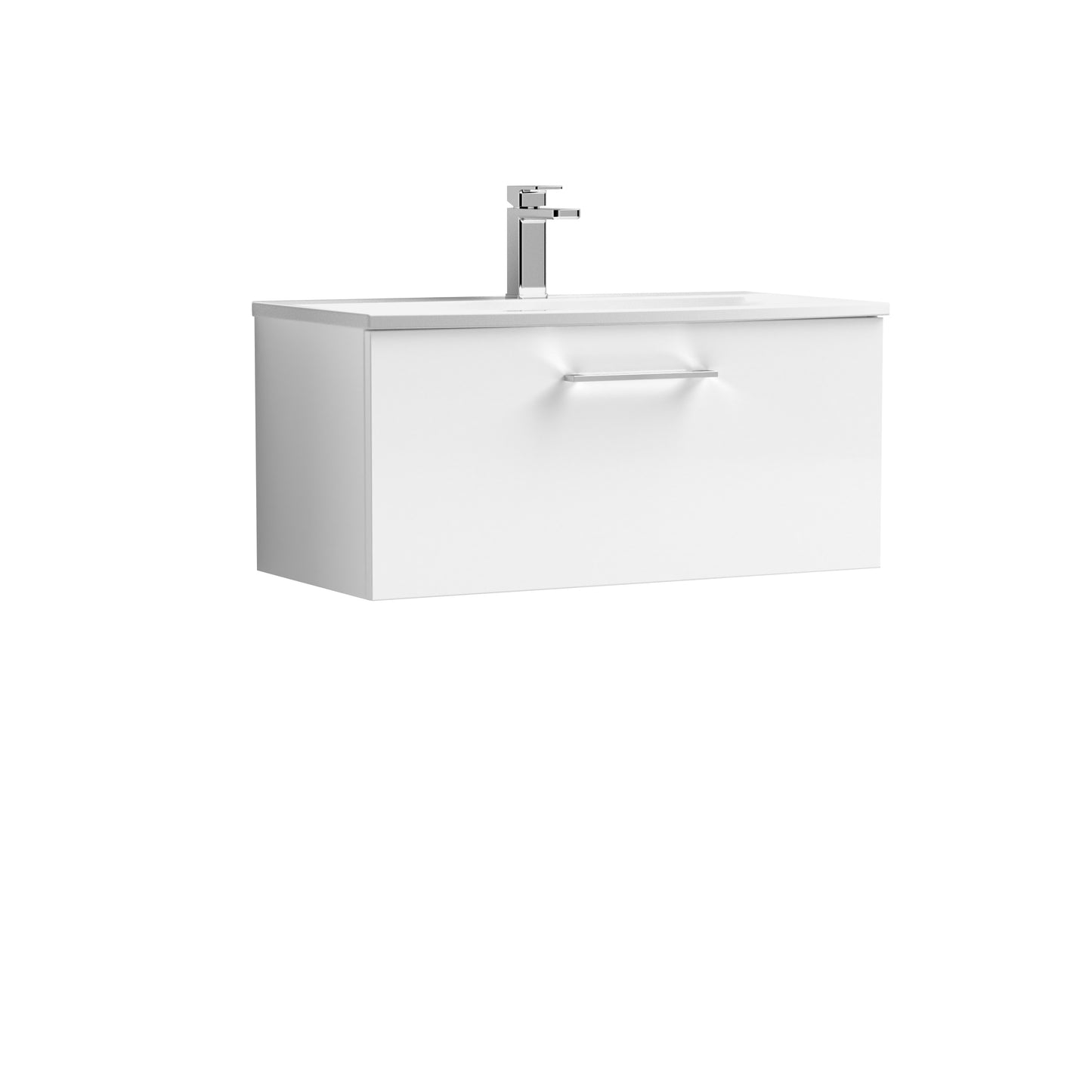 Arno 800mm Wall Hung 1-Drawer Vanity Unit with Curved Basin by Nuie