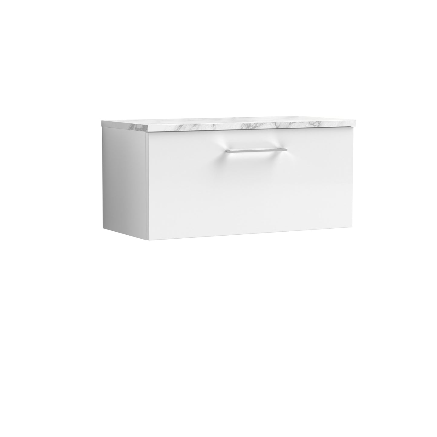 Nuie 800mm Wall Hung 1-Drawer Vanity Unit With Laminate Worktop & Handle
